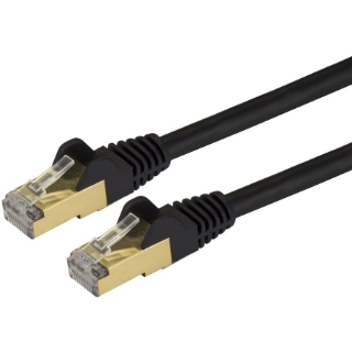 Picture of StarTech.com 30ft CAT6a Ethernet Cable - 10 Gigabit Category 6a Shielded Snagless 100W PoE Patch Cord - 10Gb Black UL Certified Wiring/TIA