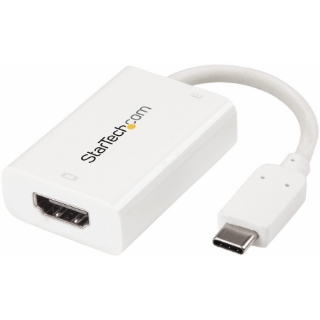 Picture of StarTech.com USB C to HDMI 2.0 Adapter 4K 60Hz with 60W Power Delivery Pass-Through Charging - USB Type-C to HDMI Video Converter - White