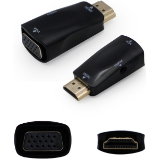 Picture of 5PK HDMI 1.3 Male to VGA Female Black Active Adapters Which Includes 3.5mm Audio and Micro USB Ports For Resolution Up to 1920x1200 (WUXGA)