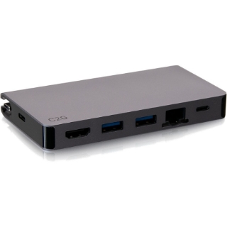 Picture of C2G USB C Dock with HDMI, USB, Ethernet, USB C & Power Delivery up to 100W