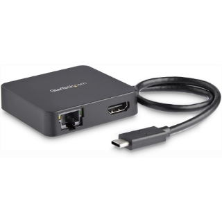 Picture of StarTech.com USB C Multiport Adapter - Portable USB Type-C Mini Dock to 4K UHD HDMI Video - GbE, USB 3.0 Hub - Thunderbolt 3 Compatible