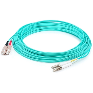 Picture of AddOn 56m LC (Male) to SC (Male) Straight Aqua OM4 Duplex Plenum Fiber Patch Cable