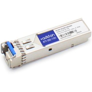 Picture of AddOn Juniper Networks EX-SFP-GE10KT13R14 Compatible TAA Compliant 1000Base-BX SFP Transceiver (SMF, 1310nmTx/1490nmRx, 10km, LC, DOM)