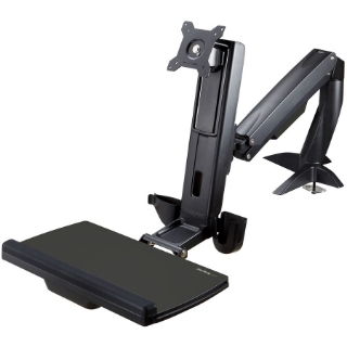 Picture of StarTech.com Sit Stand Monitor Arm - Desk Mount Sit-Stand Workstation up to 34 inch VESA Display - Standing Desk Converter - Keyboard Tray