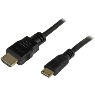 Picture of StarTech.com 1ft Mini HDMI to HDMI Cable with Ethernet, 4K 30Hz High Speed Mini HDMI 1.4 (Type-C) Device to HDMI Adapter Cable/Cord, M/M