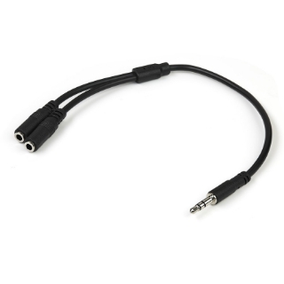 Picture of StarTech.com Slim Stereo Splitter Cable - 3.5mm Male to 2x 3.5mm Female