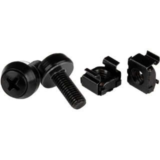 Picture of StarTech.com M6 x 12mm - Screws and Cage Nuts - 50 Pack, Black - M6 Mounting Screws & Cage Nuts for Server Rack & Cabinet