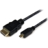 Picture of StarTech.com 6ft Micro HDMI to HDMI Cable with Ethernet, 4K High Speed Micro HDMI Type-D Device to HDMI Monitor Adapter/Converter Cord
