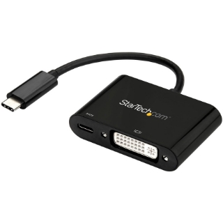 Picture of StarTech.com USB C to DVI Adapter with 60W Power Delivery Pass-Through - 1080p USB Type-C to DVI-D Video Display Converter - Black