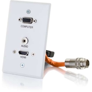 Picture of C2G-RapidRun VGA + 3.5mm Single Gang Wall Plate + HDMI Pass Through - White