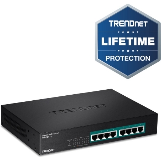 Picture of TRENDnet 8-Port Gigabit GREENnet PoE+ Switch; TPE-TG81g; 8 x Gigabit PoE+ Ports; Rack Mountable; Up to 30 W Per Port with 110 W Total Power Budget; Ethernet Network Switch; Metal; Lifetime Protection