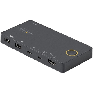 Picture of StarTech.com 2 Port Hybrid USB-A + HDMI & USB-C KVM Switch, Single 4K 60Hz HDMI 2.0 Monitor, Compact Desktop and/or Laptop HDMI KVM Switch