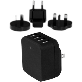 Picture of StarTech.com Travel USB Wall Charger - 4 Port - Black - Universal Travel Adapter - International Power Adapter - USB Charger