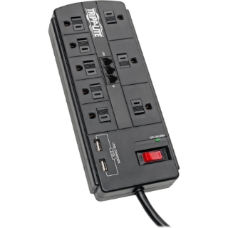 Picture of Tripp Lite Surge Protector 8-Outlet 2 USB Charging Ports Tel/Modem 8ft Cord