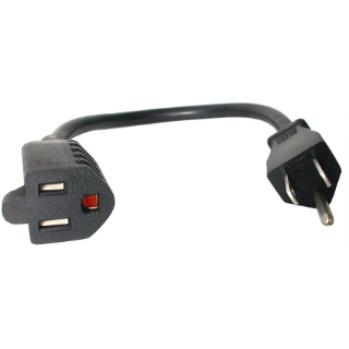 Picture of StarTech.com 1ft (0.3m) Short Extension Cord, NEMA5-15R to NEMA5-15P Black Extension Cord, 13A 125V, 16AWG, Computer Power Extension Cable