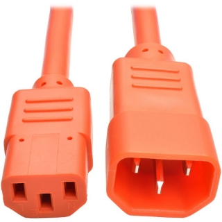 Picture of Tripp Lite 3ft Heavy Duty Power Extension Cord 15A 14 AWG C14 C15 Orange 3'