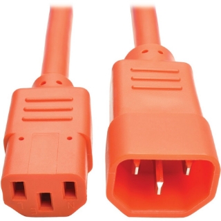 Picture of Tripp Lite 3ft Computer Power Extension Cord 10A 18 AWG C14 C13 Orange 3'