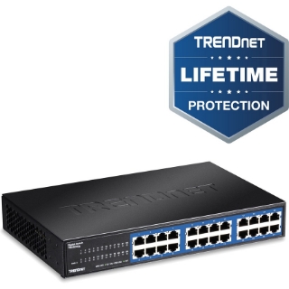 Picture of TRENDnet 24-Port Unmanaged Gigabit GREENnet Desktop Switch, Ethernet Network Switch, 24 x 10-100-1000 Gigabit Ethernet RJ-45 Ports, 48Gbps Switching Capacity, Lifetime Protection, Black, TEG-S24DG