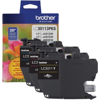 Picture of Brother LC30113PKS Original Ink Cartridge - Tri-pack - Cyan, Magenta, Yellow