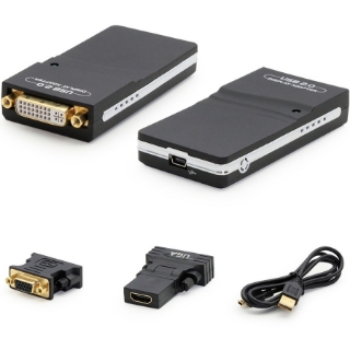 Picture of AddOn Lenovo 45K5296 Compatible USB 2.0 (A) Male to DVI-I (29 pin) Female Black Adapter Including 1ft Cable