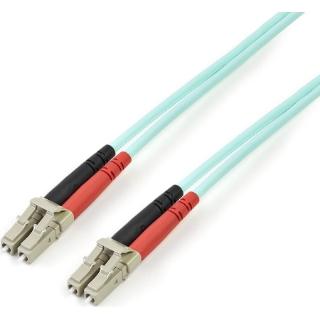 Picture of StarTech.com Aqua OM4 Duplex Multimode Fiber - 3m/ 9 ft - 100 Gb - 50/125 - OM4 Fiber - LC to LC Fiber Patch Cable