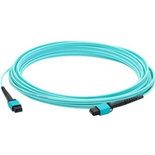 Picture of AddOn 1m MPO (Female) to MPO (Female) 12-Strand Aqua OM4 Crossover Fiber OFNR (Riser-Rated) Patch Cable