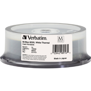 Picture of Verbatim M DISC BDXL - 4x - 100 GB - Thermal Printable, Hub Printable - 25pk Spindle