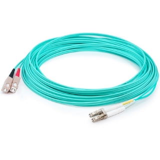 Picture of AddOn 2m LC (Male) to SC (Male) Aqua OM4 Duplex Fiber OFNR (Riser-Rated) Patch Cable