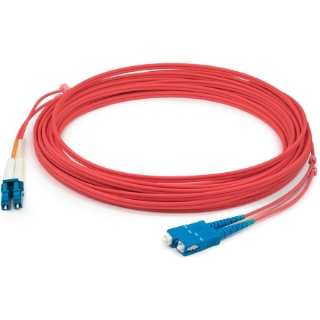 Picture of AddOn 6m LC (Male) to SC (Male) Red OM3 Duplex Plenum-Rated Fiber Patch Cable