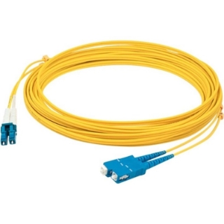 Picture of AddOn 6m LC (Male) to SC (Male) Straight Yellow OS2 Duplex Plenum Fiber Patch Cable