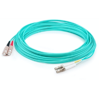 Picture of AddOn 49m LC (Male) to SC (Male) Straight Aqua OM4 Duplex Plenum Fiber Patch Cable