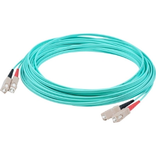 Picture of AddOn 37m SC (Male) to SC (Male) Straight Aqua OM4 Duplex LSZH Fiber Patch Cable