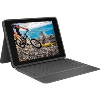 Picture of Logitech Rugged Folio Keyboard/Cover Case (Folio) Apple, Logitech iPad (7th Generation) Tablet - Graphite