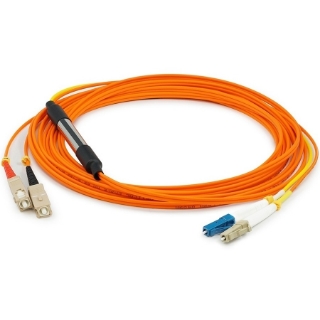 Picture of AddOn 15m LC (Male) to SC (Male) Orange OM1 & OS1 Duplex Fiber Mode Conditioning Cable (2XSC 62.5/125 TO 1XLC 62.5/125 & 1XLC 9/125)