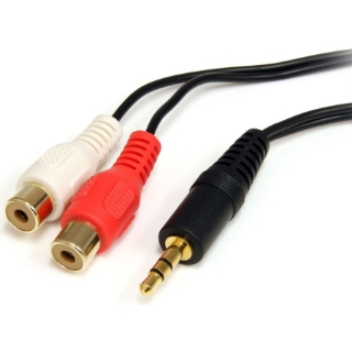 Picture of StarTech.com Startech RCA Audio Cable - 6ft - 1 x 3.5mm, 2 x RCA - Audio Cable External - Black