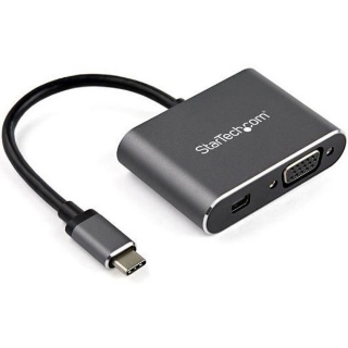 Picture of StarTech.com USB C Multiport Video Adapter - USB-C to 4K 60Hz Mini DisplayPort 1.2 (HBR2 HDR) or 1080p VGA Monitor Display Adapter