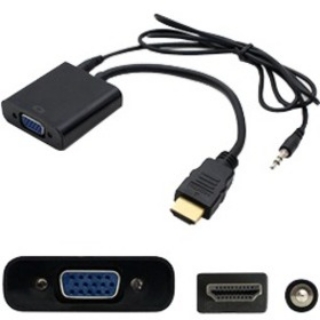 Picture of HDMI 1.3 Male to VGA Female Black Adapter Which Includes 3.5mm Audio and Micro USB Ports For Resolution Up to 1920x1200 (WUXGA)