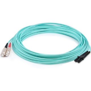 Picture of AddOn 10m MT-RJ (Male) to SC (Male) Aqua OM3 Duplex Fiber OFNR (Riser-Rated) Patch Cable