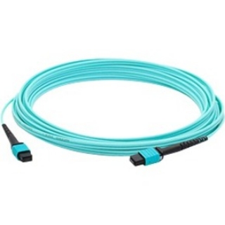 Picture of AddOn 40m MPO (Female) to MPO (Female) 12-Strand Aqua OM4 Crossover Fiber OFNR (Riser-Rated) Patch Cable