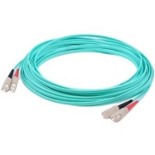 Picture of AddOn 68m SC (Male) to SC (Male) Straight Aqua OM4 Duplex Fiber OFNR (Riser-Rated) Patch Cable