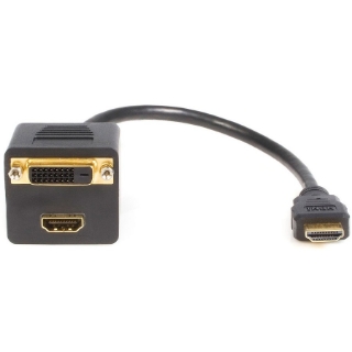 Picture of StarTech.com 1ft HDMI Splitter Cable, HDMI Male to DVI-D Female Adapter, Full HD 1920x1200p 60Hz, HDMI Male to DVI Female Splitter