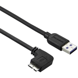 Picture of StarTech.com 0.5m 20in Slim Micro USB 3.0 Cable - M/M - USB 3.0 A to Left-Angle Micro USB - USB 3.1 Gen 1 (5 Gbps)