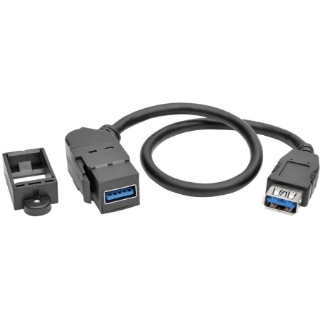 Picture of Tripp Lite USB 3.0 Keystone Panel Mount Coupler Cable F/F Angled 1ft