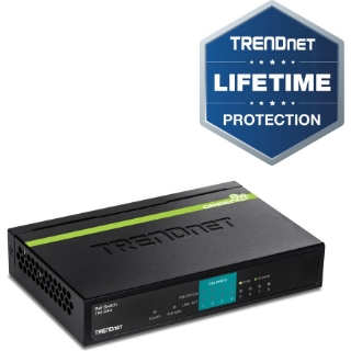 Picture of TRENDnet 8-Port 10/100Mbps PoE Switch, 4 x 10/100 Ports, 4 x 10/100 PoE Ports, 30W PoE Power Budget, 1.6 Gbps Switching Capacity, 802.3af, Lifetime Protection, Black, TPE-S44