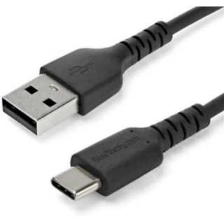 Picture of StarTech.com 1m USB A to USB C Charging Cable - Durable Fast Charge & Sync USB 2.0 to USB Type C Data Cord - Aramid Fiber M/M 60W Black