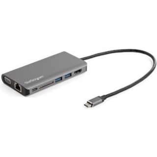 Picture of StarTech.com USB C Multiport Adapter - USB-C Mini Travel Dock w/ 4K HDMI or 1080p VGA - 100W PD, 3x USB, SD, GbE, Audio - Laptop/Tablet