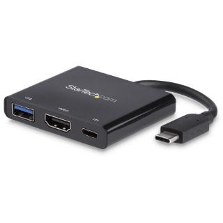 Picture of StarTech.com USB C Multiport Adapter with HDMI 4K & 1x USB 3.0 - PD - Mac & Windows - USB Type C All in One Video Adapter