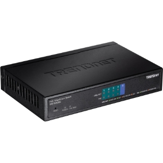 Picture of TRENDnet 5-Port Gigabit EdgeSmart PoE+ Switch, 4 x Gigabit PoE+ Ports, 1x Gigabit Port, 31W PoE Power Budget, Managed PoE+ Switch, Wall mountable, Lifetime Protection, Black, TPE-TG50ES