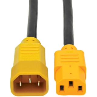 Picture of Tripp Lite 6ft Power Cord Extension Cable C14 to C13 Heavy Duty Yellow 15A 14AWG 6'