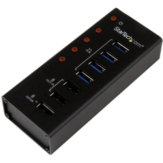 Picture of StarTech.com 4 Port USB 3.0 Hub plus 3 Dedicated USB Charging Ports (2 x 1A & 1 x 2A) - Wall Mountable Metal Enclosure